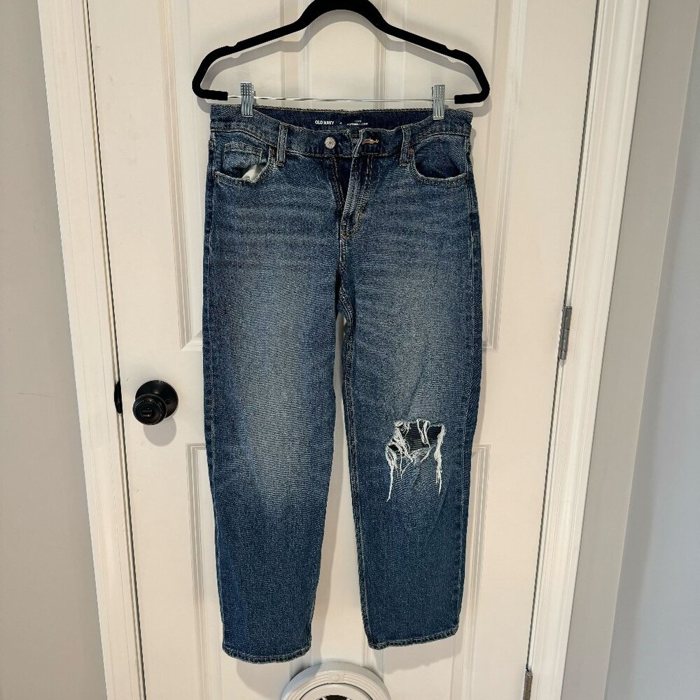 Mid Rise Boyfriend‎ Loose Medium Wash Jeans - Size 4